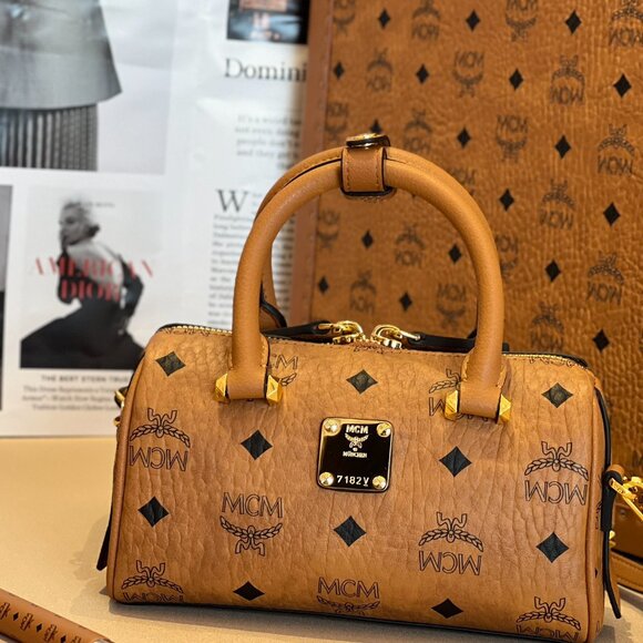 MCM MINI Aren Visetos Boston Pillow Bag - Picture 2 of 9